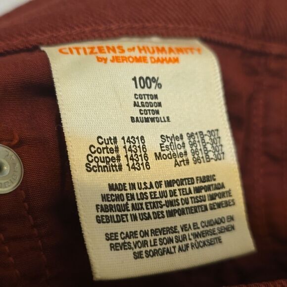 - CITIZENS OF HUMANITY MAROON, DISTRESSED HEM SIZE 26 - Picture 7 of 10